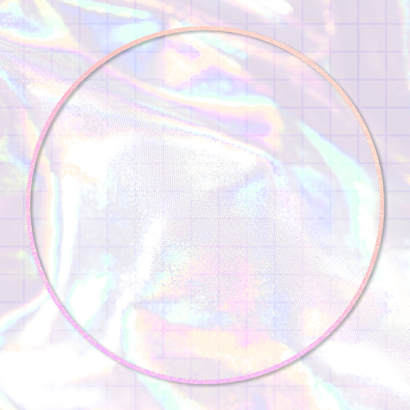 网格全息背景上的圆形粉红色框架设计元素