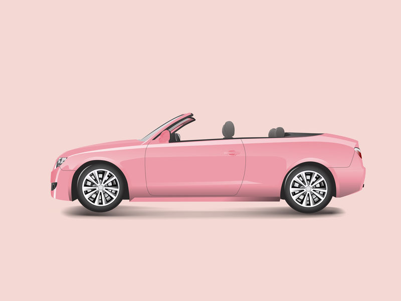 粉红色背景向量中的粉色敞篷车