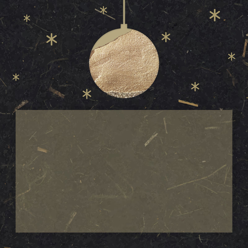 新年金球和闪烁的星星灯与矩形形状的黑色桑椹纸背景向量