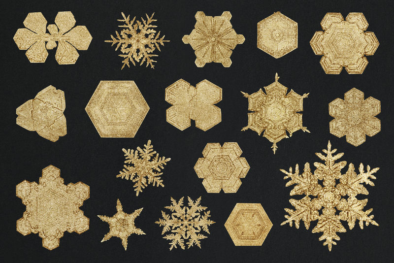 新年黄金雪花psd集宏观摄影威尔森·本特利艺术混搭
