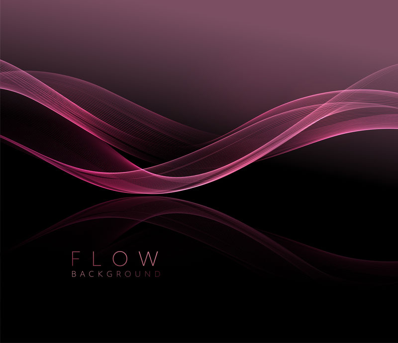 抽象闪亮的粉红色波浪形设计元素。流动黄金波