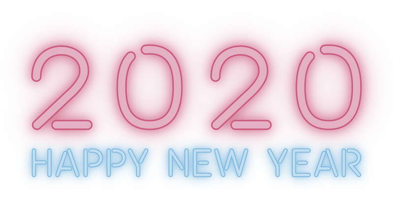 霓虹灯欢乐2020新年壁纸透明png