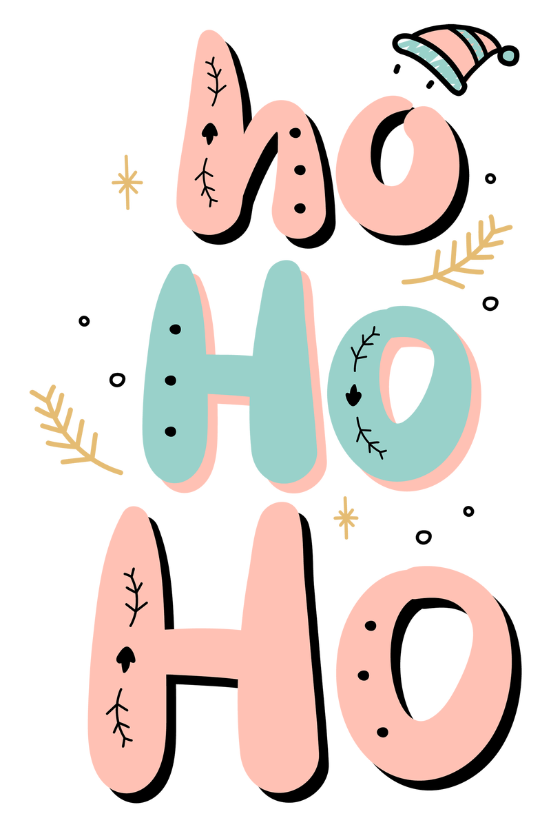 Hohoho png圣诞庆典涂鸦印刷贴纸