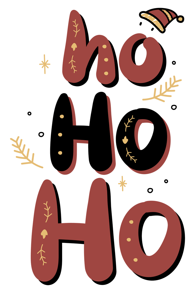 Hohoho png圣诞庆典涂鸦印刷贴纸
