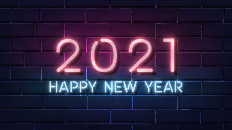 霓虹灯明媚新年2021壁纸