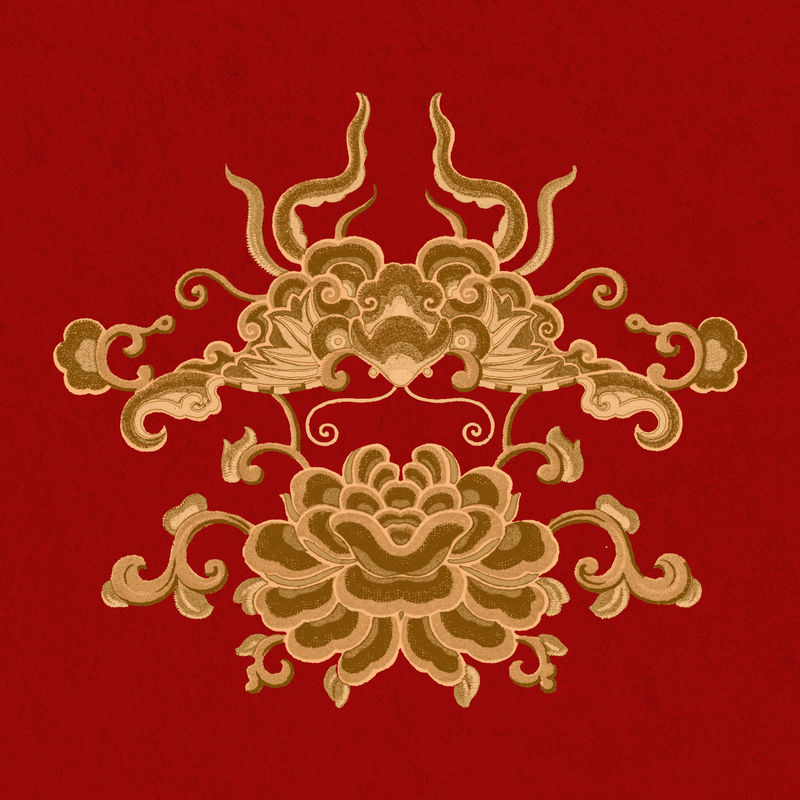 金红色中国艺术装饰装饰品剪贴画