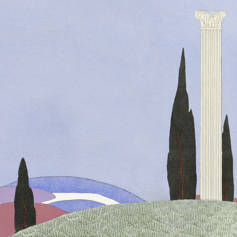 山上的支柱背景设计空间由乔治·巴比尔的艺术作品混合