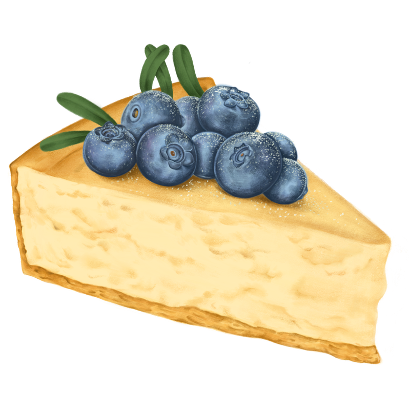 手绘蓝莓芝士蛋糕透明png