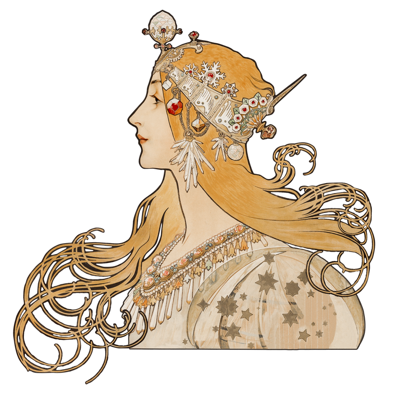 Art nouveau zodiac woman png illustrationremixed from the artworks of卧龙