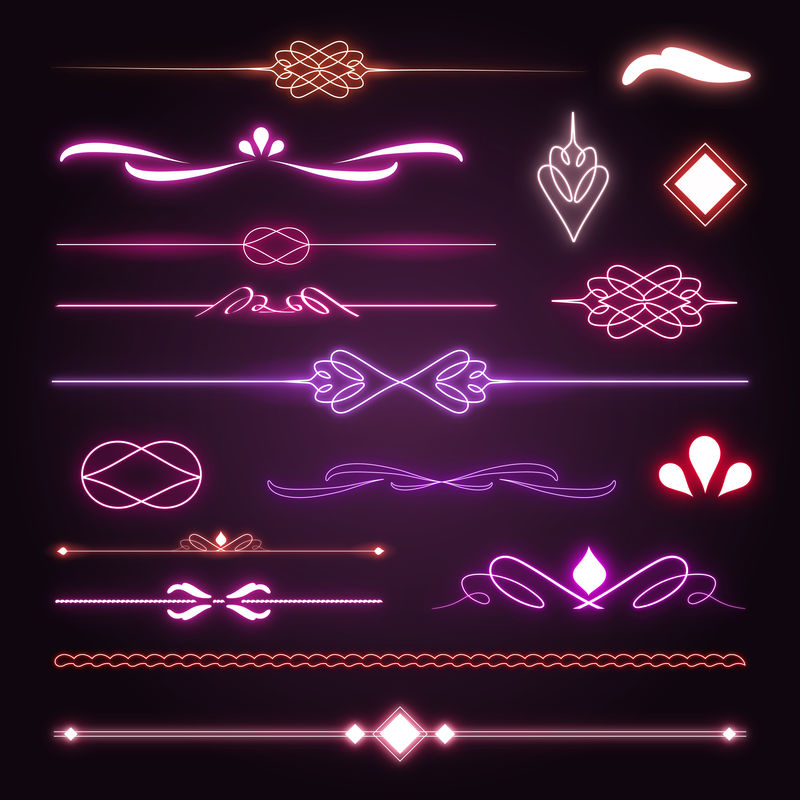 复古霓虹元素集合向量