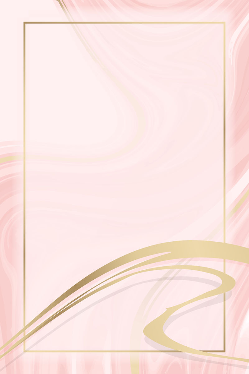 粉红色流体图案背景向量上的矩形金框