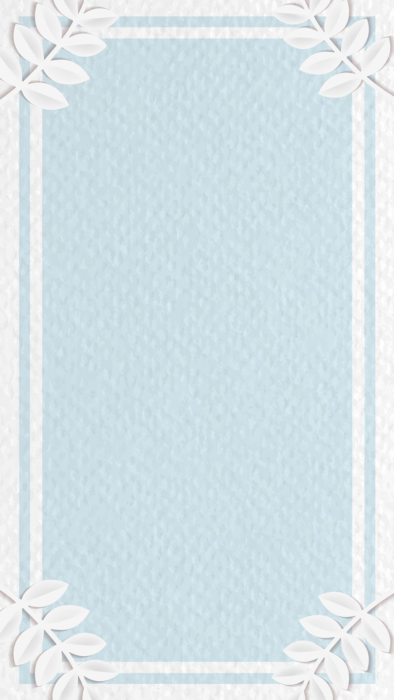 蓝色植物图案手机壁纸载体上的白色边框