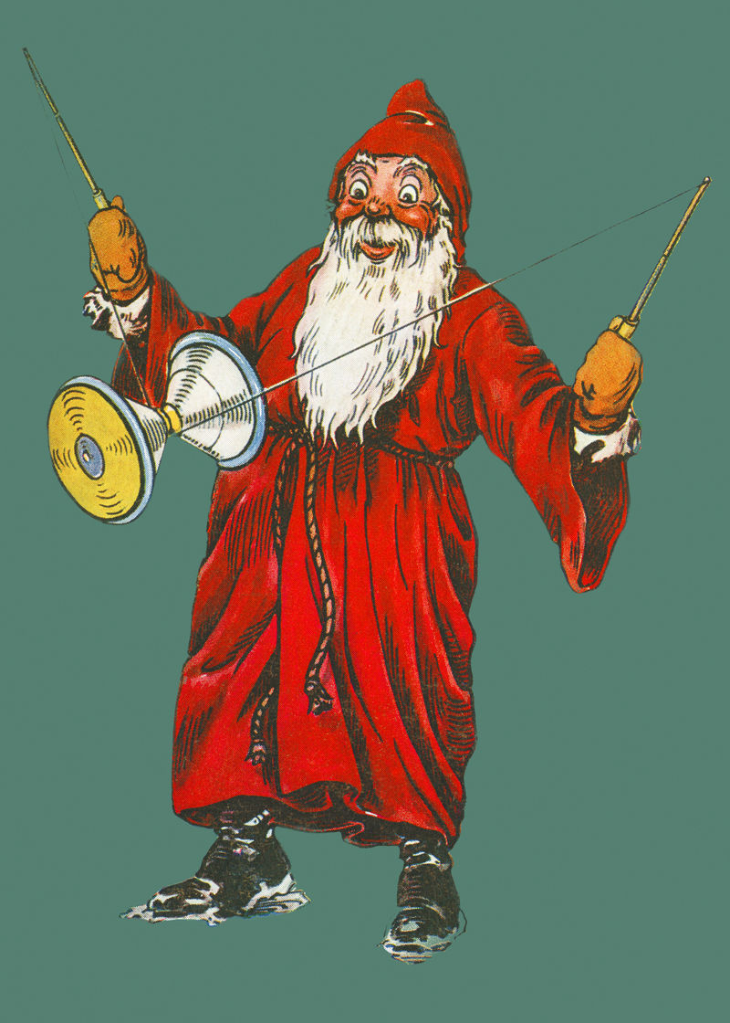 圣诞老人在玩空竹插画