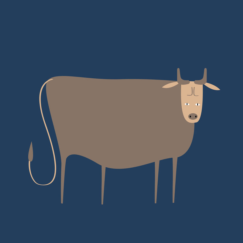 可爱的牛动物psd蓝色背景设计元素