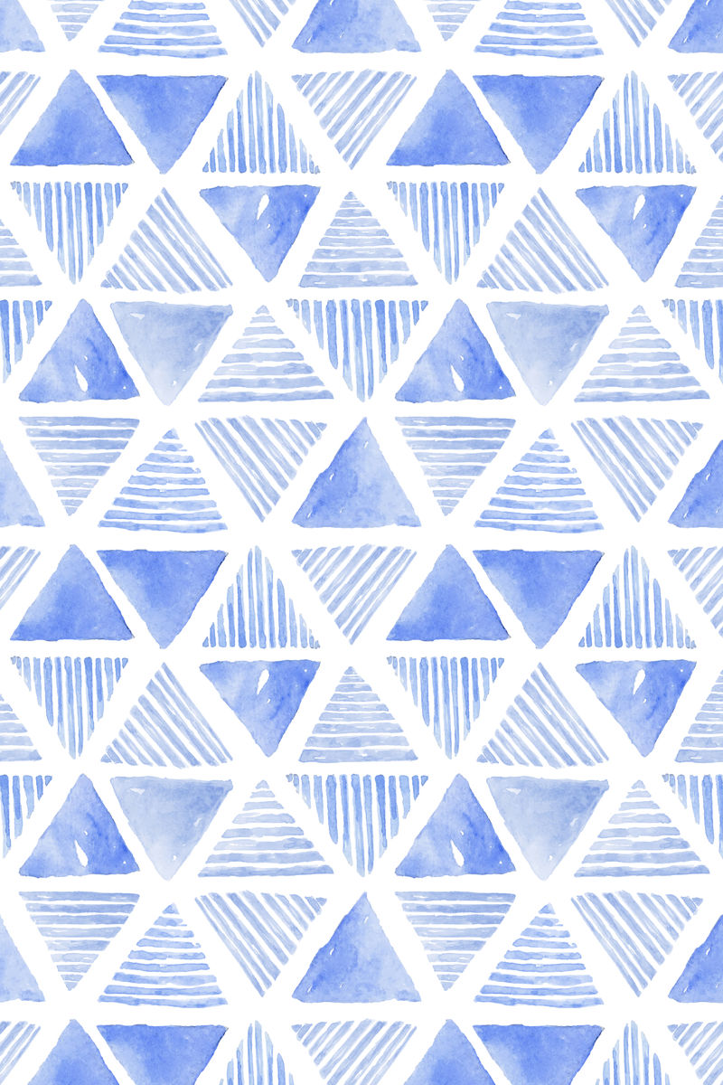 靛蓝水彩三角形图案无缝背景矢量