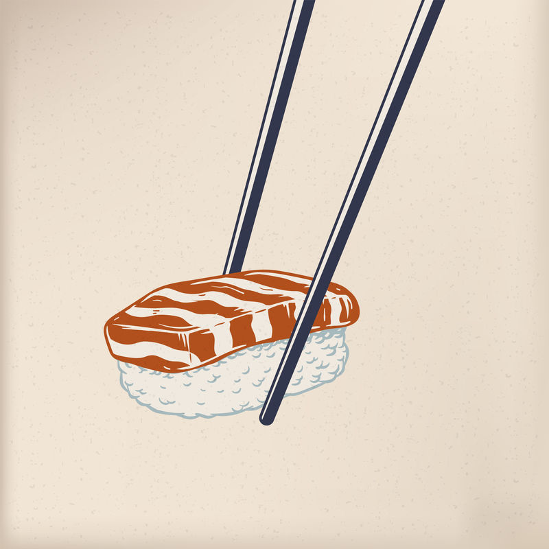 筷子上的日式寿司