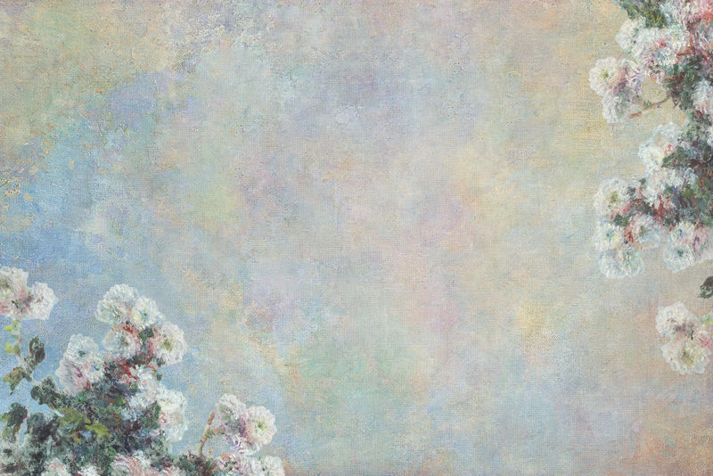 复古花卉背景psd混合从克劳德莫奈的艺术作品