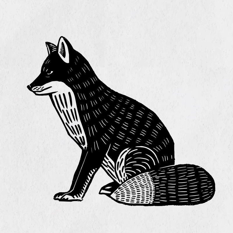 复古狐狸矢量动物利诺科特模具图案剪贴画