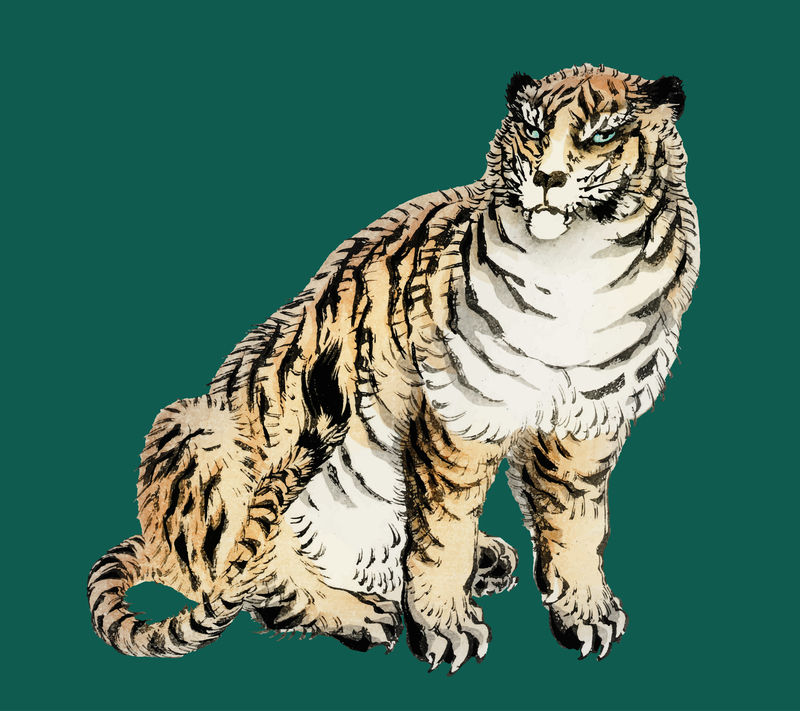 K\u014dno Bairei的《老虎》（1844-1895）