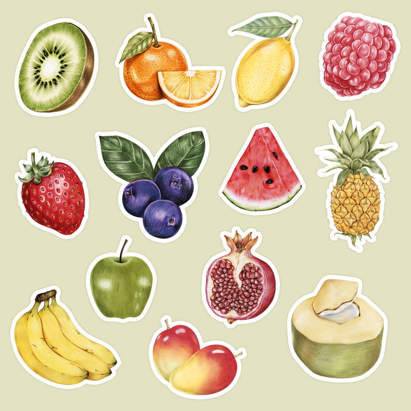 水果有机食品手绘套装