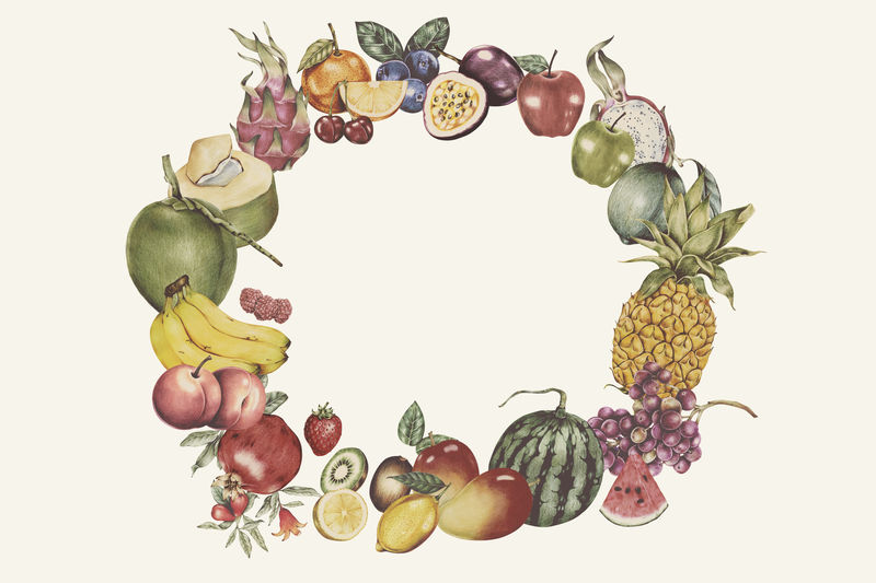 手绘水果和浆果圈