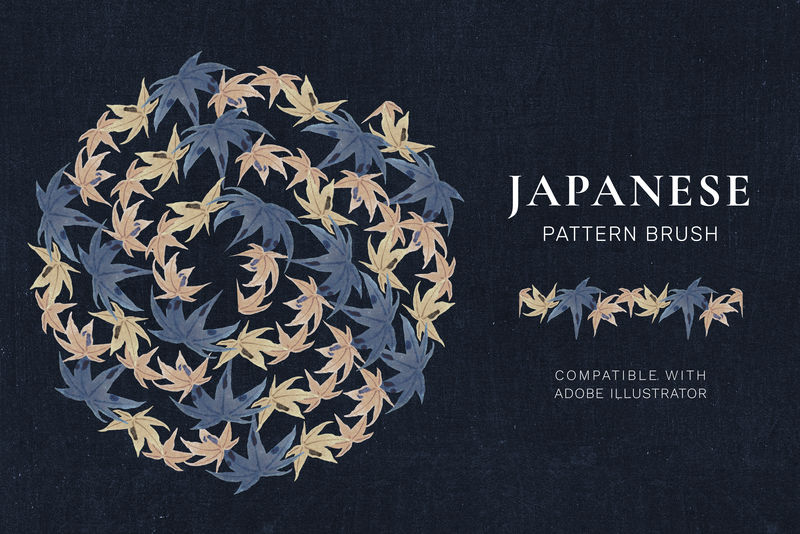 日本枫叶图案画笔矢量画框作品由渡边正泰原创印刷品混合而成
