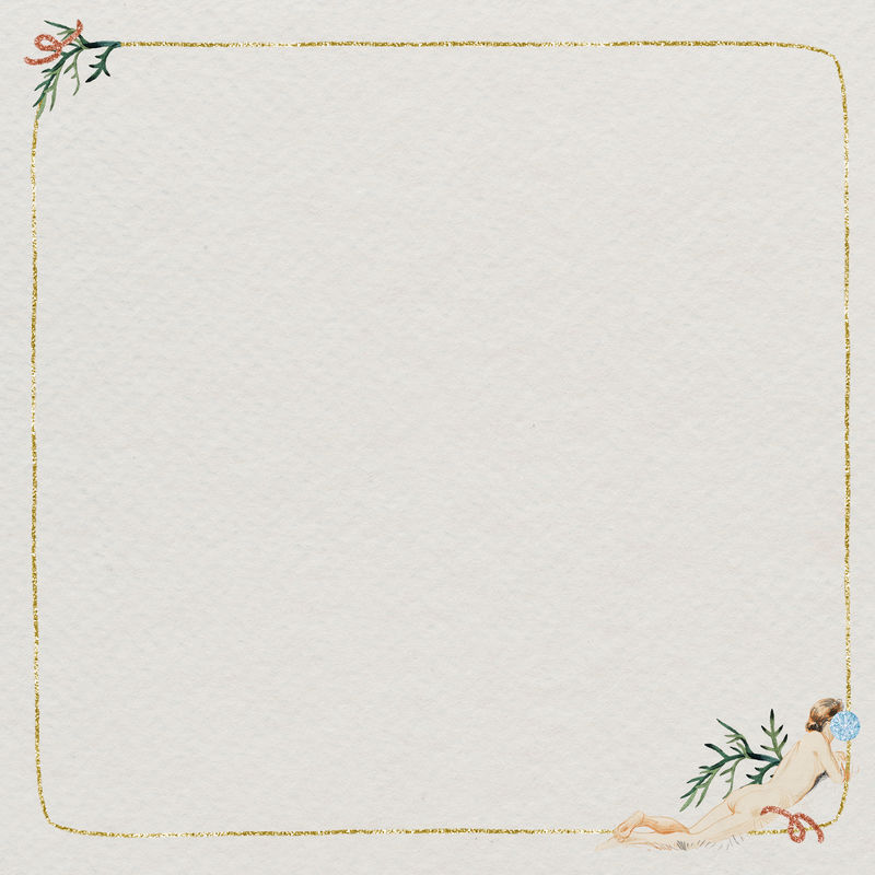 复古女性裸体插画框架设计