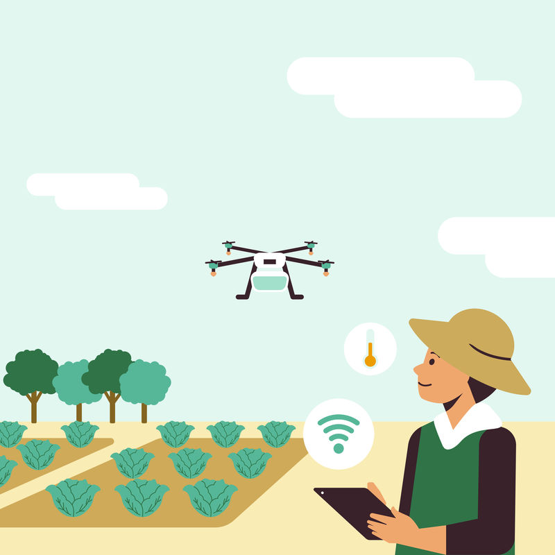 农户使用农业无人机psd智能农作传感器系统