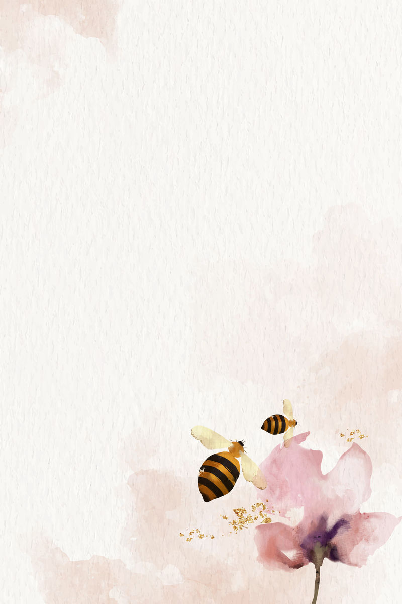 蜜蜂花水彩背景向量