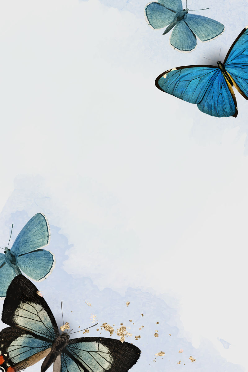 蓝蝴蝶图案背景向量