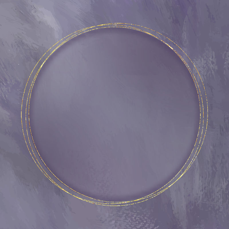 紫色背景向量上的圆形金框