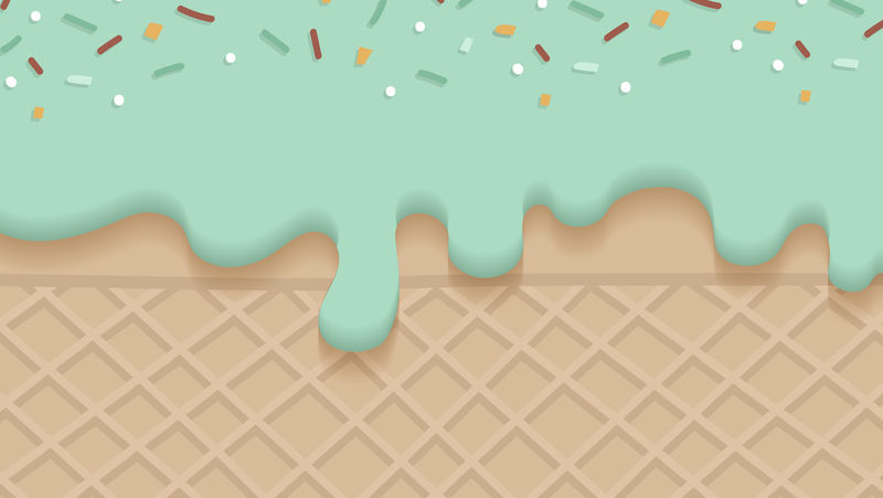 绿色奶油冰淇淋背景矢量华夫饼