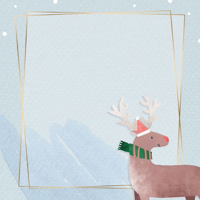 带金色框架的圣诞帽驯鹿