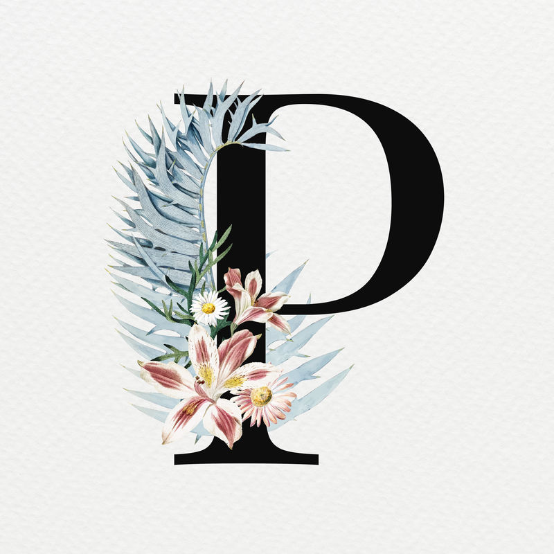 夏季字母P psd花卉版式