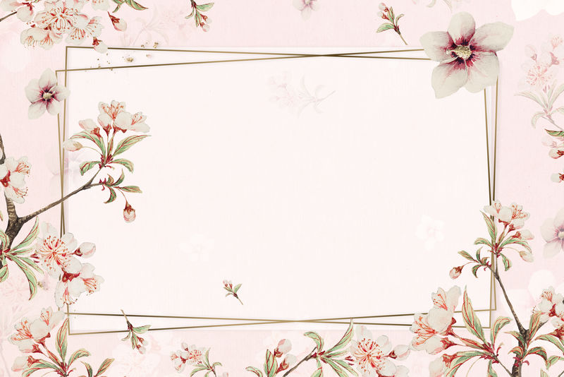 复古日本花卉框架psd樱花和芙蓉艺术印刷品混搭自梅加塔森冈的艺术作品