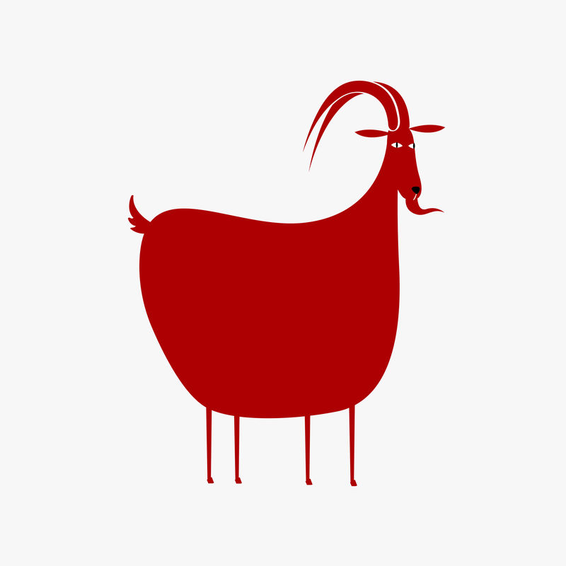 中国传统山羊红psd可爱十二生肖设计元素