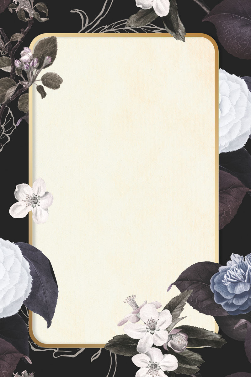 矩形花卉图案框复古空白