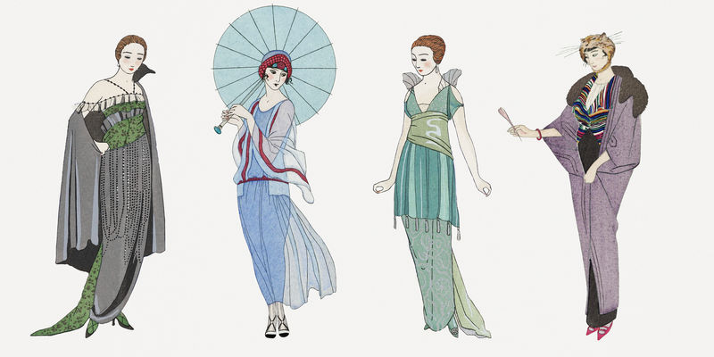 复古女性时尚psd套装乔治·巴比尔（George Barbier）艺术作品混音