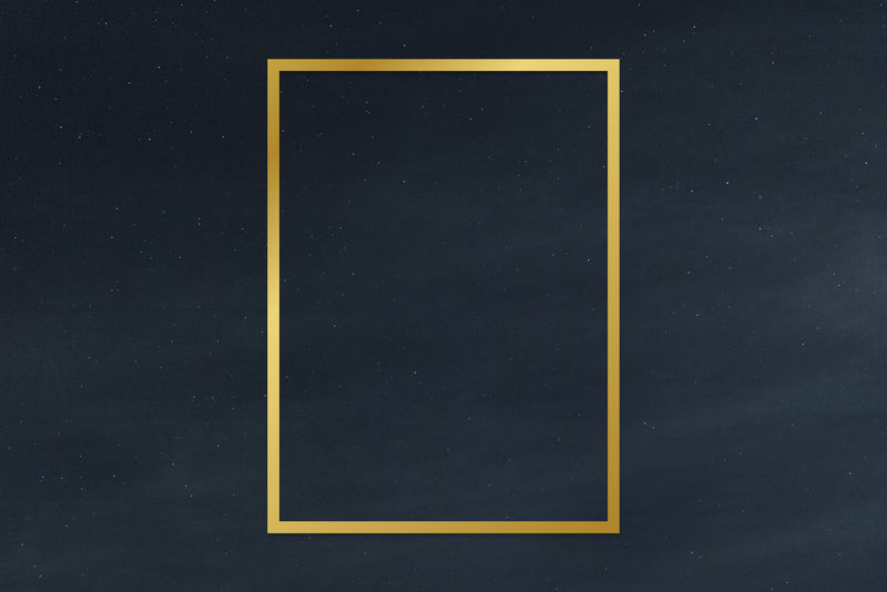明亮夜空背景插图上的金色矩形框