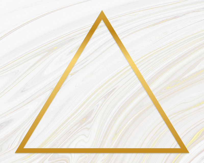 液体大理石纹理上的金色框架三角形
