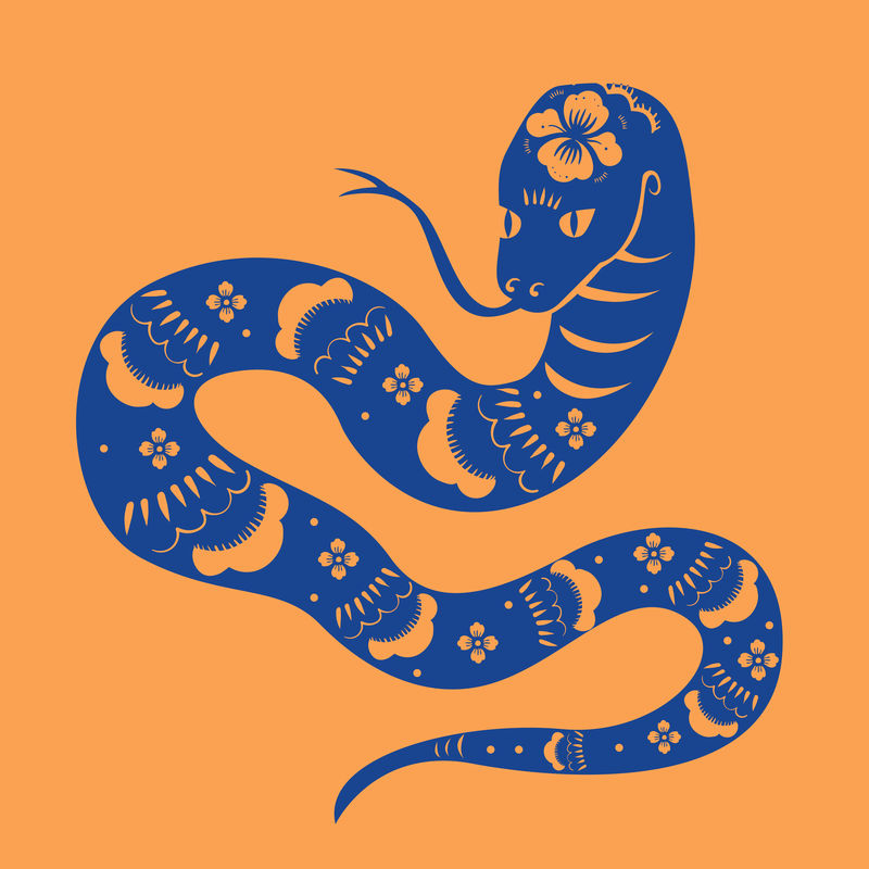 中国新年蛇矢量蓝色动物生肖贴纸