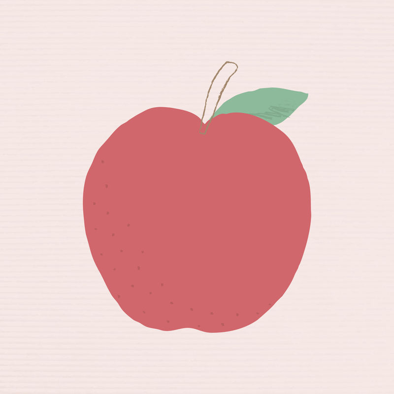 Psd可爱手绘苹果水果插图