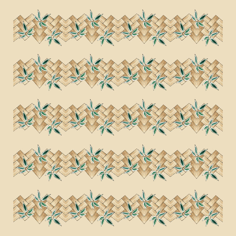日本竹编图案刷向量集由渡边正泰艺术作品的混音