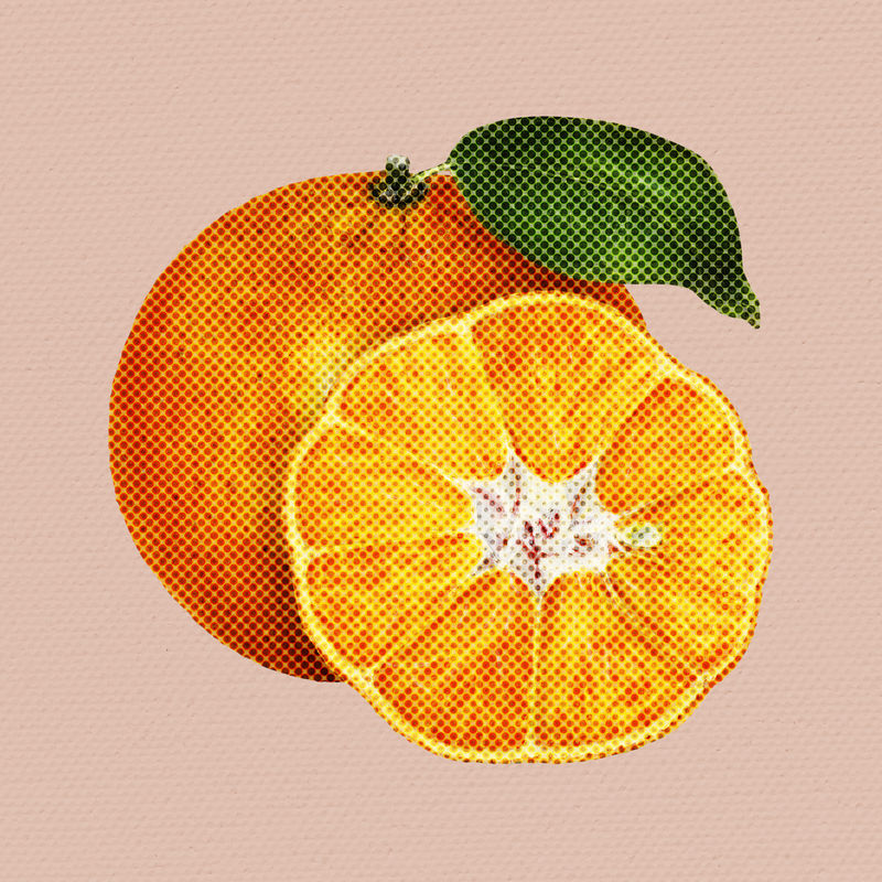 手绘橙色半色调风格插图