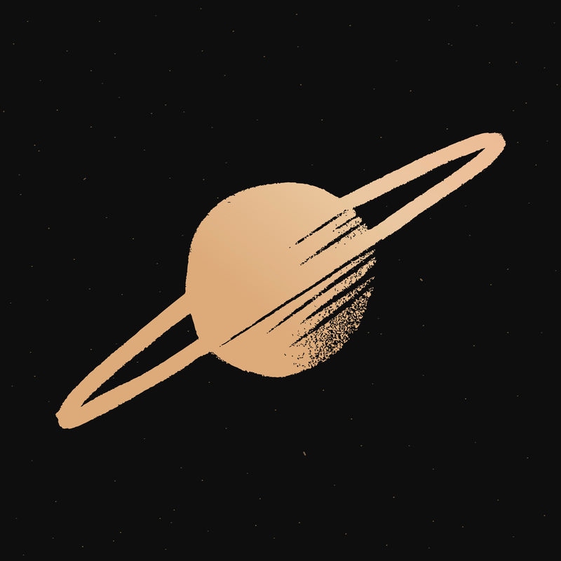 土星金色矢量空间涂鸦贴纸