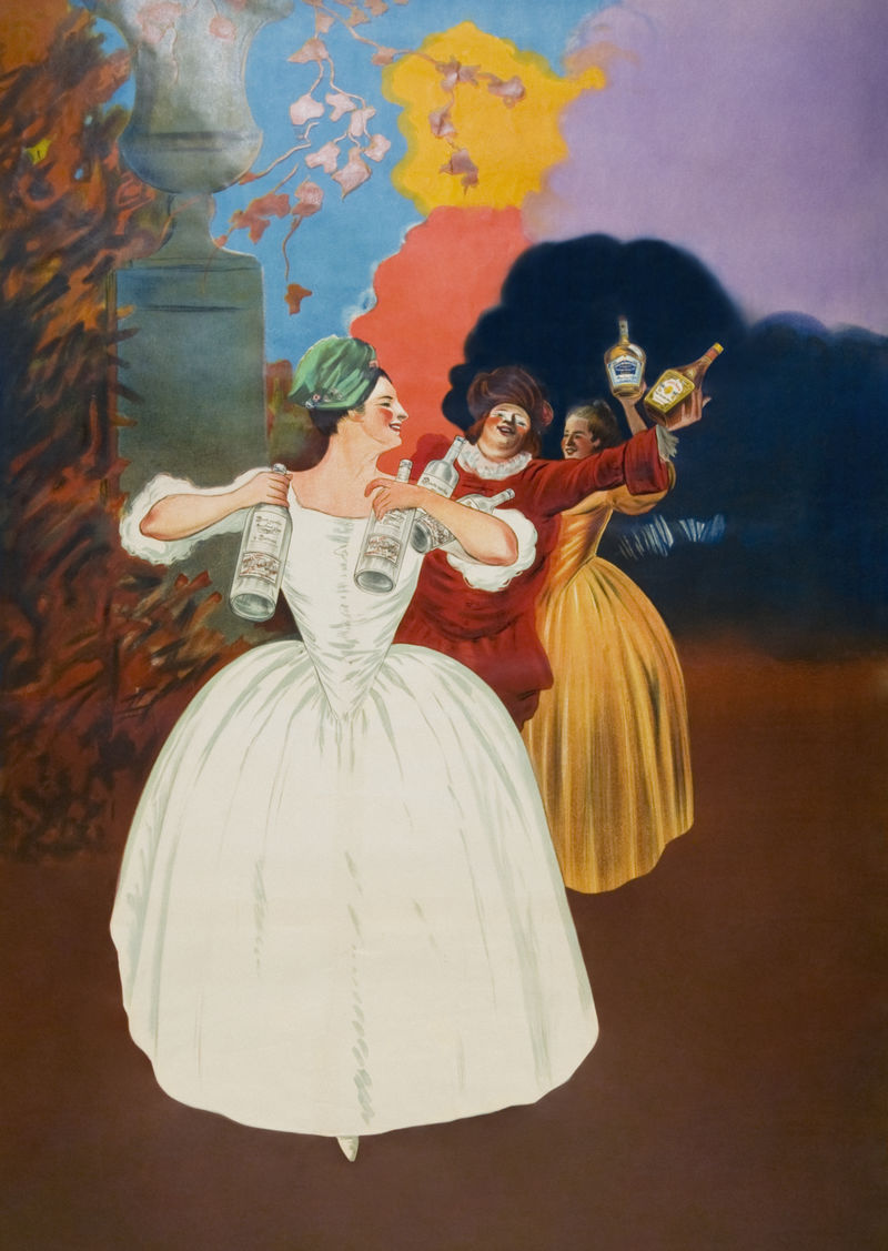 《醉酒女人与利口酒》插图由莱昂内托·卡皮耶洛（Leonetto Cappiello）的艺术作品混合而成