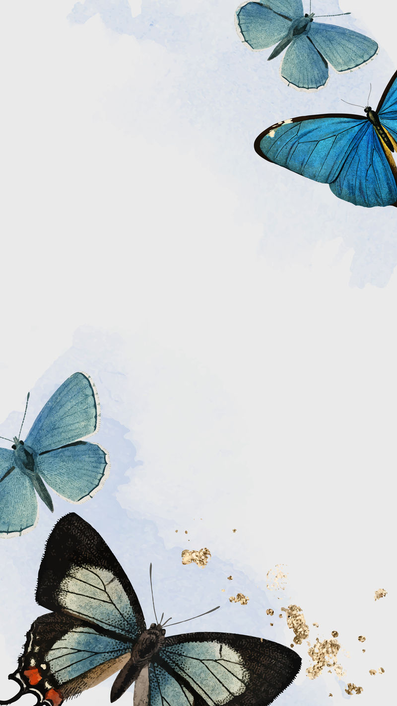 蓝蝴蝶图案手机壁纸矢量