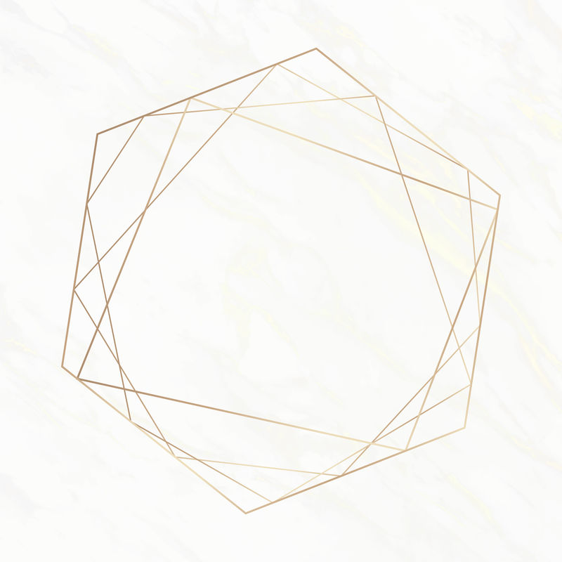 白色大理石背景向量上的金色几何框架
