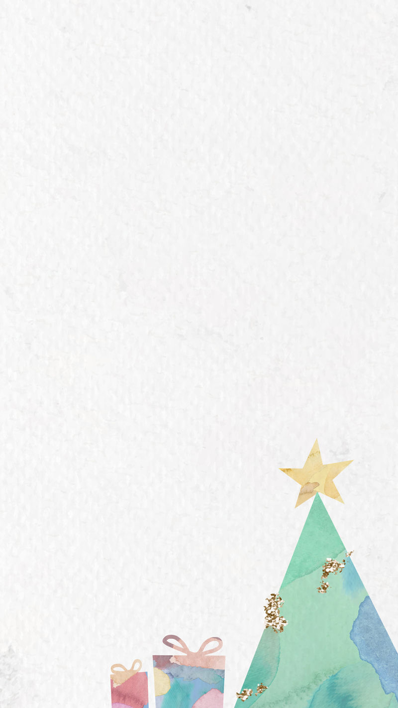 白色手机壁纸上的圣诞树