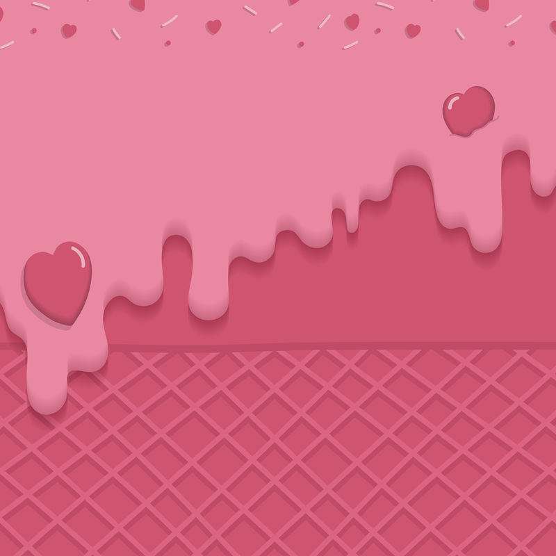 粉色奶油冰淇淋华夫饼社交广告模板向量